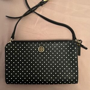 Tory Burch Kerrington Viva Dot Black Crossbody Clutch Polka Dot Bag